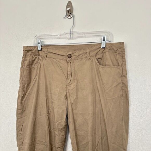 XCVI Capri Pants Rolled Cuff Beige Khaki Cotton Lightweight Tapered Women's XL - Picture 2 of 8